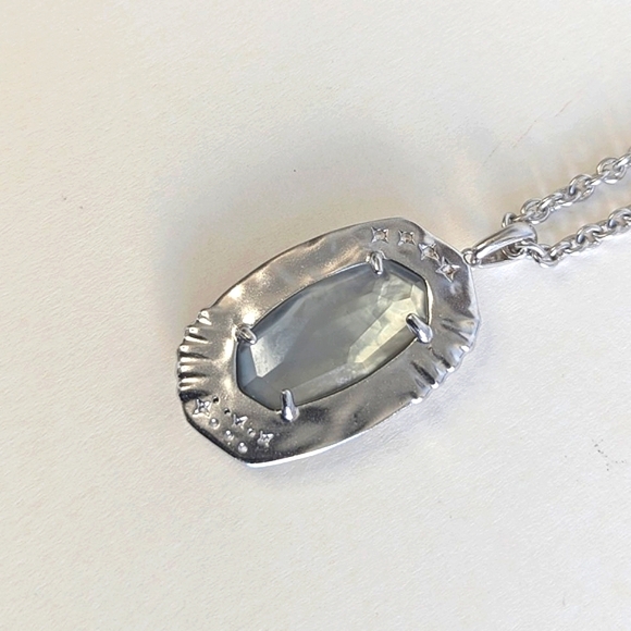 Kendra Scott Anna Gray Apatite Pendant Long Chain Necklace Cubic Zirconia Accent - Picture 6 of 11